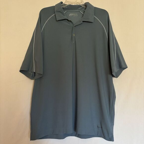 Nike Golf Polo Shirt Men's Size Extra Large XL Blue Short Sleeve Fit Dry Mesh - Picture 1 of 16